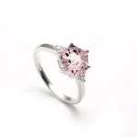 Natural Pink Dot Quartz Hexagon Propose Ring 925 Sterling Silver Jewelry Engagement Gifts