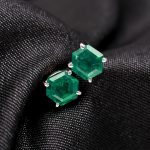 Emerald Hexagon Shape Handmade Stud Earrings Birthday Gift 925 Sterling Silver Jewelry