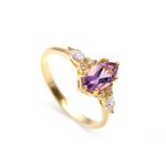 Natural Pink Amethyst Marquise Shape Ring 14K Gold Handmade Jewelry Wedding Gift