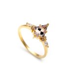 Natural Pink Dot Quartz Kite Shape Ring 14K Gold Minimalist Jewelry Gift For Love