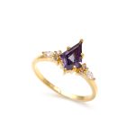 Alexandrite Kite Shape Handmade Ring Engagement Gift 14K Gold Unique Jewelry For Bridesmaids