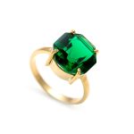 Natural Green Emerald Octagon Shape Men's Ring 14K Gold Bohemian Jewelry birthday Gift