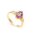 Natural Pink Amethyst Elongated Hexagon Ring 14K Gold Healing Jewelry For Wedding Gift