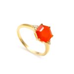 100% Natural Carnelian Hexagon Wedding Ring 14K Gold Jewelry Anniversary Gift