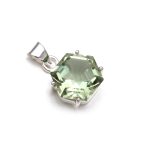 Natural Green Amethyst Hexagon Vintage Charm Pendant 925 Sterling Silver Birthday Gift