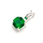 Natural Green Glass Octagon Shape Healing Pendant 925 Sterling Silver Everyday Jewelry