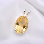 Natural Yellow Citrine Oval November Birthstone Pendant 925 Sterling Silver Dainty Jewelry