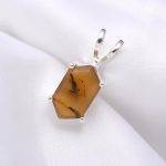 Natural Montana Agate Statement Pendant 925 Sterling Silver Elongated Hexagon Pendant