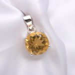 Natural Citrine Quartz Round Handmade Pendant 925 Sterling Silver Crystal Jewelry