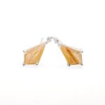Natural Golden Rutile Quartz Kite Stud Earrings 925 Sterling Silver Jewelry For Women