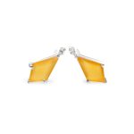 Natural Yellow Chalcedony Kite Stud Earrings 925 Sterling Silver Vintage Crystal Studs