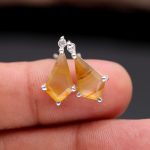 Natural Montana Agate Birthstone Stud Earrings 925 Sterling Silver Unique Kite Studs