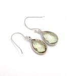 Natural Green Amethyst Pear Shape Wedding Earrings 925 Sterling Silver Dangle Earring