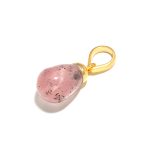 Natural Black Dot Quartz Teardrop Cabochon Pendant 14K Gold Jewelry Engagement Gift