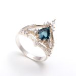 Natural London Topaz Kite Wedding Ring 925 Sterling Silver Vintage Crown Ring