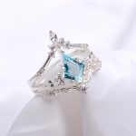 Natural Sky Blue Topaz Kite Anniversary Ring 925 Sterling Silver Statement Jewelry