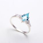 Natural Sky Blue Topaz Kite Chunky Ring 925 Sterling Silver Wedding Jewelry For Love