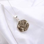 Natural Pyrite Hexagon Wedding Chain Necklace 925 Sterling Silver Healing Jewelry