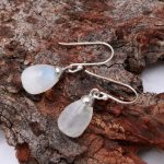 Natural Moonstone Teardrop Handmade Earrings 925 Sterling Silver Dangle Earring