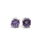 Purple Alexandrite Hexagon Stud Earrings 925 Sterling Silver Jewelry Birthday Gift