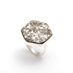 Natural Pyrite Hexagon Gemstone Ring 925 Sterling Silver Chunky Ring Wedding Gift