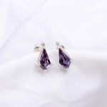 Purple Alexandrite Kite Wedding Stud Earrings 925 Sterling Silver Birthstone Jewelry