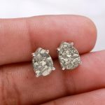 Natural Pyrite Pear Shape Stud Earrings 925 Sterling Silver Vintage Jewelry For Love