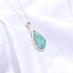 Natural Larimar Pear Shape Healing Necklace 925 Sterling Silver Wedding Jewelry