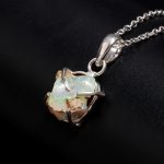 Natural Ethiopian Opal Raw Gemstone Necklace 925 Sterling Silver Boho Jewelry