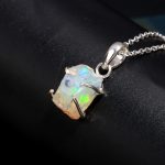 Natural Ethiopian Opal Healing Crystal Necklace 925 Sterling Silver Jewelry Birthday Gift