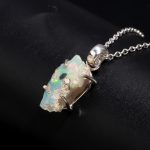 Natural Rough Ethiopian Fire Opal Necklace 925 Sterling Silver Vintage Jewelry