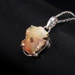 Natural Fire Ethiopian Opal Chain Pendant 925 Sterling Silver Vintage Necklace