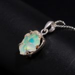 Natural Ethiopian Opal Unique Pendant Necklace 925 Sterling Silver Rough Pendant