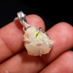 Natural Ethiopian Opal Rough Engagement Necklace 925 Sterling Silver Birthday Gift