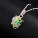 Natural Ethiopian Opal Rough Crystal Unique Necklace 925 Sterling Silver Anniversary Gift