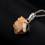 Natural Ethiopian Opal Vintage Crystal Necklace Sterling Silver Rough Pendant For Love