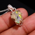 Natural Ethiopian Opal Rough Chain Necklace Sterling Silver Gemstone Jewelry For Her