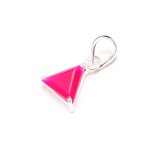 Natural Hot Pink Chalcedony Triangle Pendant 925 Sterling Silver Dainty Jewelry