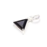 Natural Black Onyx Triangle Gemstone Pendant 925 Sterling Silver Wedding Jewelry