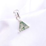 Natural Moss Agate Triangle Shape Minimalist Pendant 925 Sterling Silver Birthday Gift