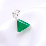 Natural Green Onyx Triangle Shape Healing Pendant 925 Sterling Silver Chunky Jewelry