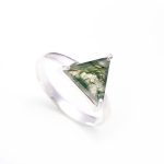 Natural Moss Agate Triangle Handmade Ring 925 Sterling Silver Gemstone Jewelry