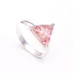 Natural Strawberry Quartz Triangle Handmade Ring 925 Sterling Silver Vintage Jewelry