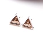 Natural Smoky Quartz Triangle Unique Stud Earrings 925 Sterling Silver Handmade Stud