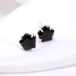 Natural Black Onyx Pentagon Handmade Stud Earrings 925 Sterling Silver Jewelry For Love