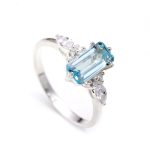 Natural Sky Blue Topaz Octagon Wedding Ring 925 Sterling Silver Solitaire Jewelry