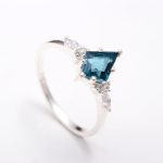 Natural London Blue Topaz Kite Anniversary Ring 925 Sterling Silver Unique Jewelry