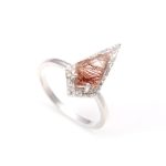 Natural Copper Rutile Statement Ring 925 Sterling Silver Kite Engagement Ring