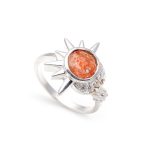 Natural Sunstone Round Sun & Moon Ring 925 Sterling Silver Round Gemstone Ring