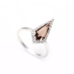 Natural Smoky Quartz Kite Anniversary Ring 925 Sterling Silver Solitaire Jewelry